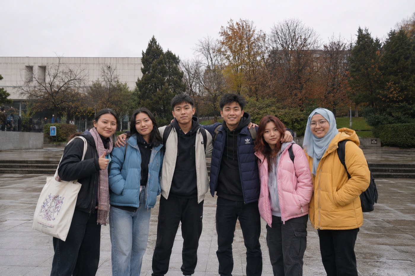 Students on campus abroad.